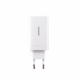 Joyroom JR-TG10 65W GaN 2x USB-C + USB-A -seinälaturi 100W USB-C - USB-C 1.2m kaapelilla - valkoinen