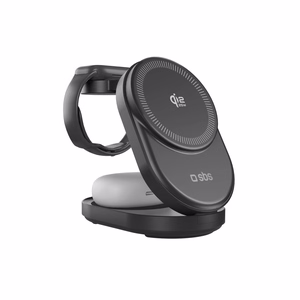 SBS Qi2.2 25W Inductive 3-in-1 Foldable Charging Station with MFI Certificate - Black