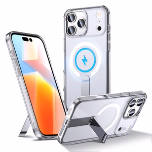 Hybrid Armor X -suojakuori Samsung Galaxy S25 FE -mallille telineellä, MagSafe-yhteensopiva, läpinäkyvä