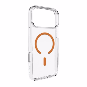 Puro Lite Mag TPU+PC suojakuori MagSafe-yhteensopiva iPhone 17 Pro Max:lle - läpinäkyvä oranssilla renkaalla