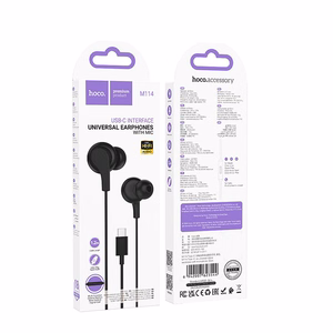 HOCO wire earphones Type C with microphone M114 black