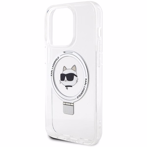 Karl Lagerfeld KLHMP15LHMRSCHH iPhone 15 Pro 6.1 valkoinen/valkoinen kovakuori Ring Stand Choupette Head MagSafe