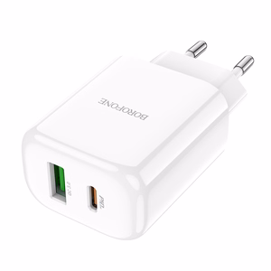 Borofone BN4 Potential USB+Type-C QC 3.0 PD 2.0 20W seinälaturi, valkoinen