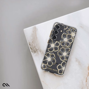 Case-Mate Floral Gems suojakuori Samsung Galaxy S24 -laitteelle, kullanvärinen