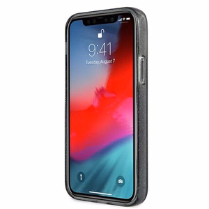 Guess GUHCP12LPCUGL4GBK iPhone 12 Pro Max 6.7" musta/musta kova kotelo Glitter 4G iso logo