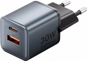 Vention 30W laturi GaN-teknologialla, 1× USB-A, 1× USB-C, musta