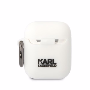 Karl Lagerfeld KLA2RUNCHH AirPods 1/2 Suojakuori valkoinen/valkoinen Silikoninen Choupette Head 3D