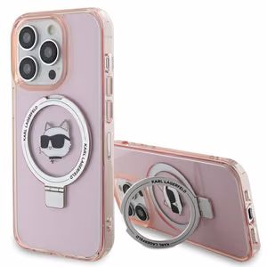 Karl Lagerfeld KLHMP15XHMRSCHP iPhone 15 Pro Max 6.7 vaaleanpunainen/vaaleanpunainen kovakuori Ring Stand Choupette Head MagSafe