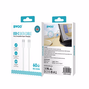 BWOO kaapeli USB-C - USB-C 1m 60W iPhone 15 BO-X284 valkoinen