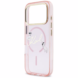 Karl Lagerfeld IML Choupettes Karl Script Logo MagSafe Suojakuori iPhone 17 Prolle - vaaleanpunainen