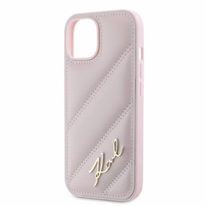 Karl Lagerfeld Diagonal Quilted Script Suojakuori iPhone 15 / 14 / 13:lle - vaaleanpunainen