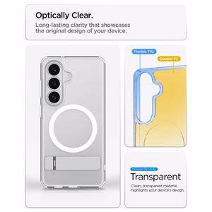 Spigen Ultra Hybrid S Mag MagSafe Suojakuori Samsung Galaxy S26:lle - läpinäkyvä ja valkoinen