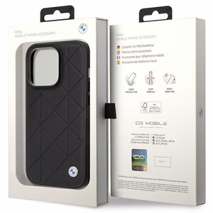 BMW BMHCP14L22RQDK Suojakuori iPhone 14 Pro 6.1" musta/musta Nahkainen Quilted