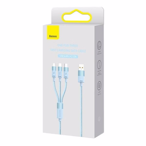 Baseus StarSpeed 3in1 USB kaapeli USB-C Micro Lightning 3.5A 1.2m (sininen)