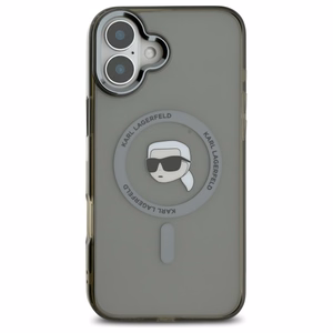 Karl Lagerfeld IML Metal Karl Head MagSafe iPhone 16 Plus Suojakuori - Musta