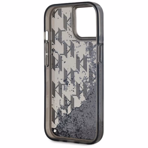 Karl Lagerfeld Liquide Glitter Monogram Gradient Suojakuori iPhone 15:lle - musta