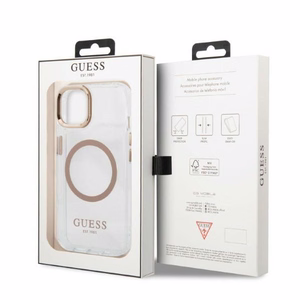 Guess GUHMP13MHTRMD iPhone 13 6.1 "kulta / kulta kova kotelo Metal Outline Magsafe metalli ääriviivat