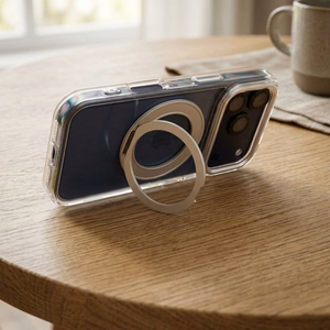 Frame Circle Stand-suojakuori mallille iPhone 13 Pro, MagSafe-yhteensopiva – läpinäkyvä
