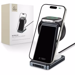 Tech-Protect QI15W-A26 induktiivinen laturi 15W 3in1 älypuhelimelle / kuulokkeille / Apple Watch - musta