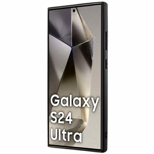 DKNY Nahkainen Mono Raita ja Metallinen Logo Suojakuori Samsung Galaxy S24 Ultra:lle - musta