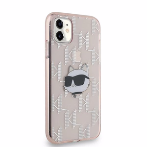 Karl Lagerfeld IML Choupette Head & Monogram suojakuori iPhone 11 / Xr:lle - vaaleanpunainen