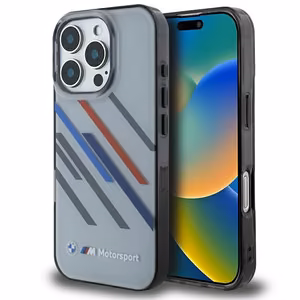 BMW Motosport IML Random Stripes iPhone 16 Pro Case - Gray