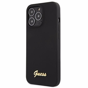 Guess GUHMP13LLSLMGBK iPhone 13 Pro / 13 6.1" black/black hardcase Silicone Script Gold Logo MagSafe