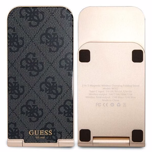 Guess 4G Pattern MagSafe foldable 2in1 15W inductive charger - black