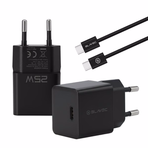 Blavec seinälaturi BC-10 – Type C – PD 25W 3A, mukana Type C–Type C -kaapeli (TCBC10-CB253A), musta