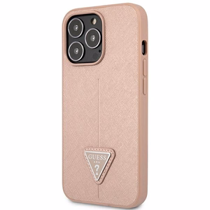 Guess GUHCP14LPSATLP iPhone 14 Pro 6.1 "vaaleanpunainen / vaaleanpunainen kovakotelo SaffianoTriangle Logo