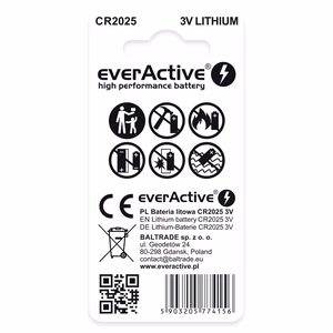 Litiumparisto mini everActive CR2025 - läpipainopakkaus 2 kpl