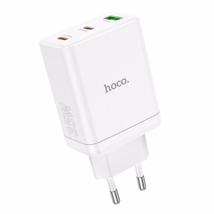 Puhelinlaturi Hoco 2 x USB C + USB A QC3.0 PD 3A 35W N33 valkoinen