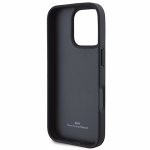 BMW Leather Hot Stamp iPhone 16 Pro Max Suojakuori - Musta
