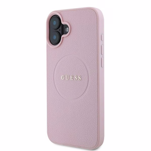 Guess Grained Gold Ring MagSafe Suojakuori iPhone 16 Plus:lle - Vaaleanpunainen