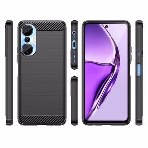 Carbon Case joustava silikoninen hiilikuitusuojakuori Infinix Hot 20S:lle musta