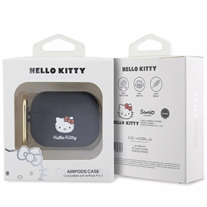 Hello Kitty Silicone 3D Kitty Head suojakuori AirPods Pro 2 (2022/2023):lle - musta