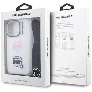Karl Lagerfeld IML Crossbody Karl&Choupette Head Case for iPhone 16 Pro - White