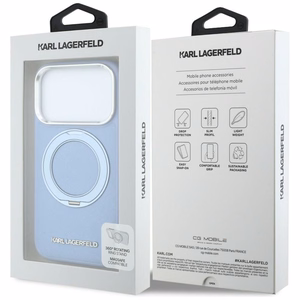Vaaleansininen KARL LAGERFELD -suojakuori IPHONE 18 Pro/17 Pro (Saffiano Classic Logo) -puhelimelle, MagSafe-yhteensopiva