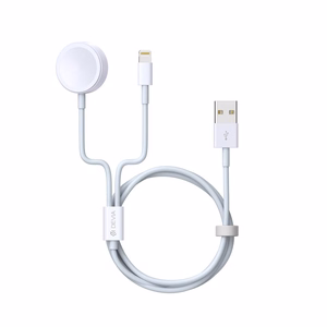 Devia cable 2in1 Smart EA199 USB - Lightning white with inductive magnetic charger for Apple Watch