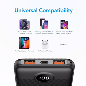 Ulkoinen akku Veger L10S (W1105PD) PD QC3.0 2A 20W 10000 mAh musta