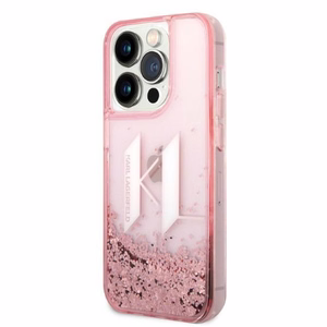 Karl Lagerfeld KLHCP14XLBKLCP iPhone 14 Pro Max 6.7 vaaleanpunainen / vaaleanpunainen kovakuori Liquid Glitter Big KL