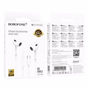Borofone Earphones BM100 Max Fuente with microphone Type C (DAC) white