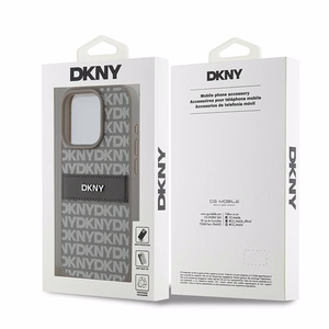 DKNY Nahkainen Mono Raita ja Metallinen Logo Suojakuori iPhone 15 Pro Max:lle - beige