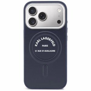 Karl Lagerfeld Embossed Open Ring RSG Logo MagSafe -suojakuori puhelimelle iPhone 18 Pro Max / 17 Pro Max; väri: sininen