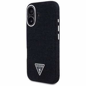 Guess Denim Triangle Logo MagSafe Suojakuori iPhone 16:lle - musta
