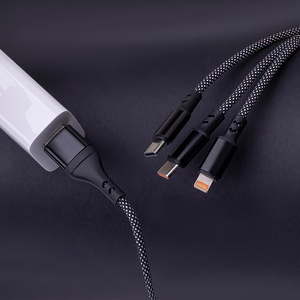 Maxlife ALLin1 kaapeli USB + USB-C - Lightning + 2x USB-C 1,0 m 66W musta
