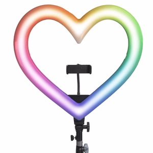 LED-rengasvalo Stream RGB lamppu 10" puhelintelineellä HEART + jalusta JM26-10 musta