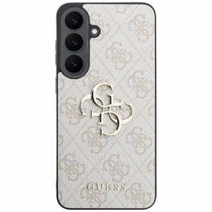 Guess Leather 4G Metal Logo -suojakuori Samsung Galaxy S26 FE – vaaleanpunainen