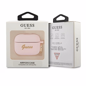 Guess GUAPSSSI AirPods Pro suojus vaaleanpunainen/vaaleanpunainen Silikoni Vintage Script -kirjoitus