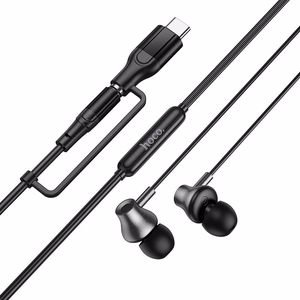 Hoco M119A -langalliset mikrofonilliset kuulokkeet, 3,5 mm:n / USB-C-liitin, mustat